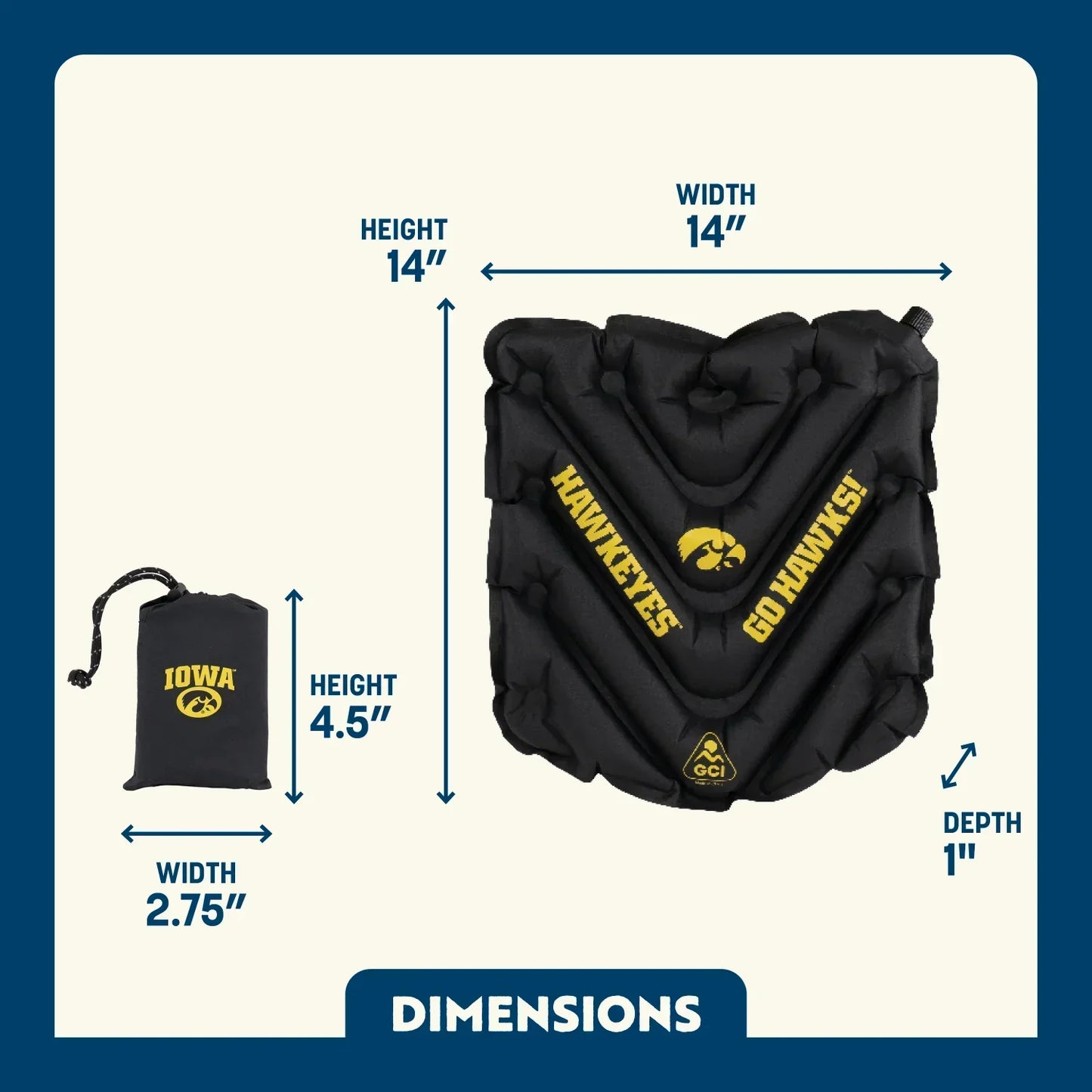 College V Seat™ Inflatable Stadium Cushion - Iowa Hawkeyes - Smooth Comfort Refresh