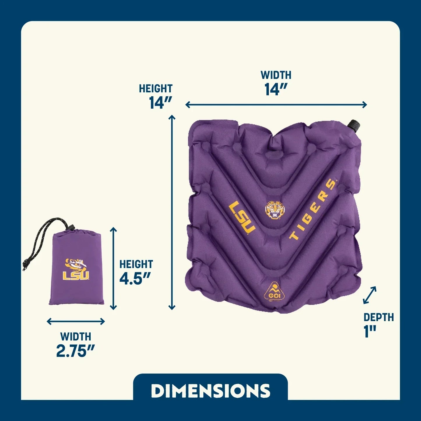 College V Seat™ Inflatable Stadium Cushion - LSU Tigers - Cool Comfort Blend