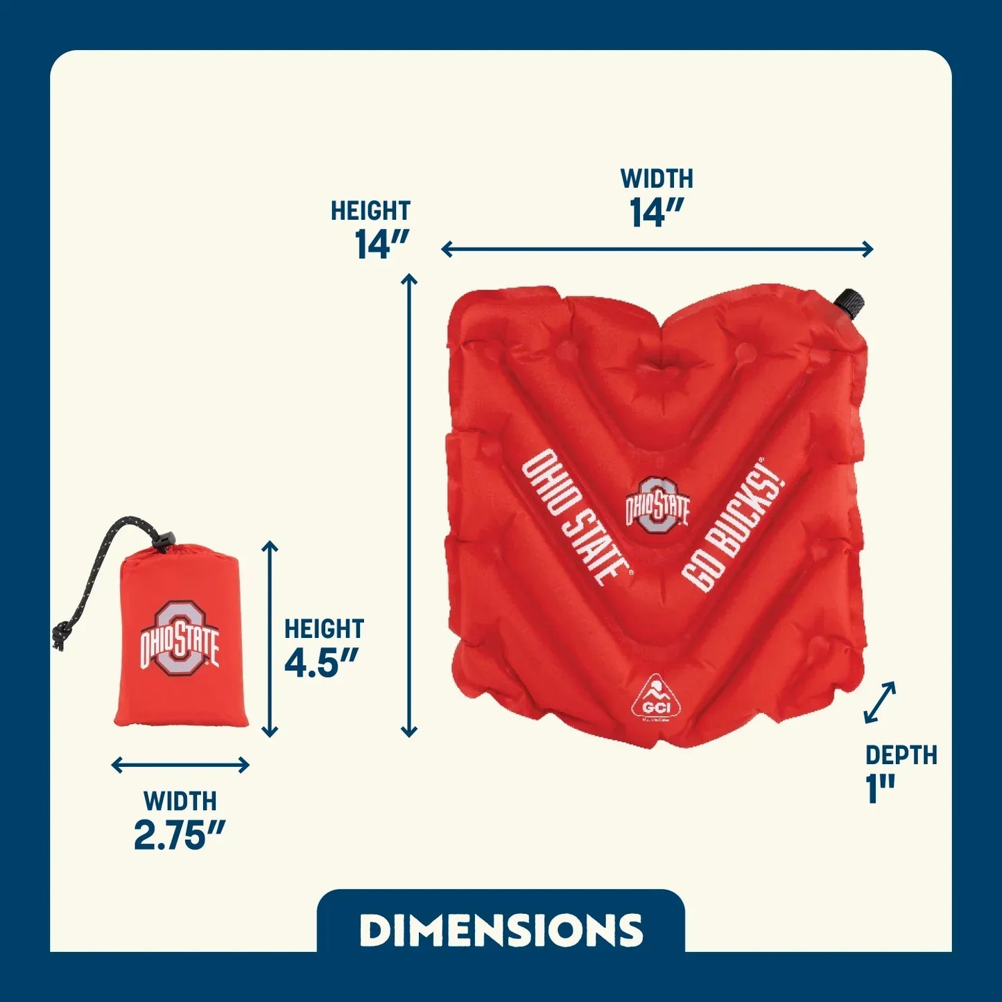 College V Seat™ Inflatable Stadium Cushion - Ohio State Buckeyes - Sweet Comfort Splash