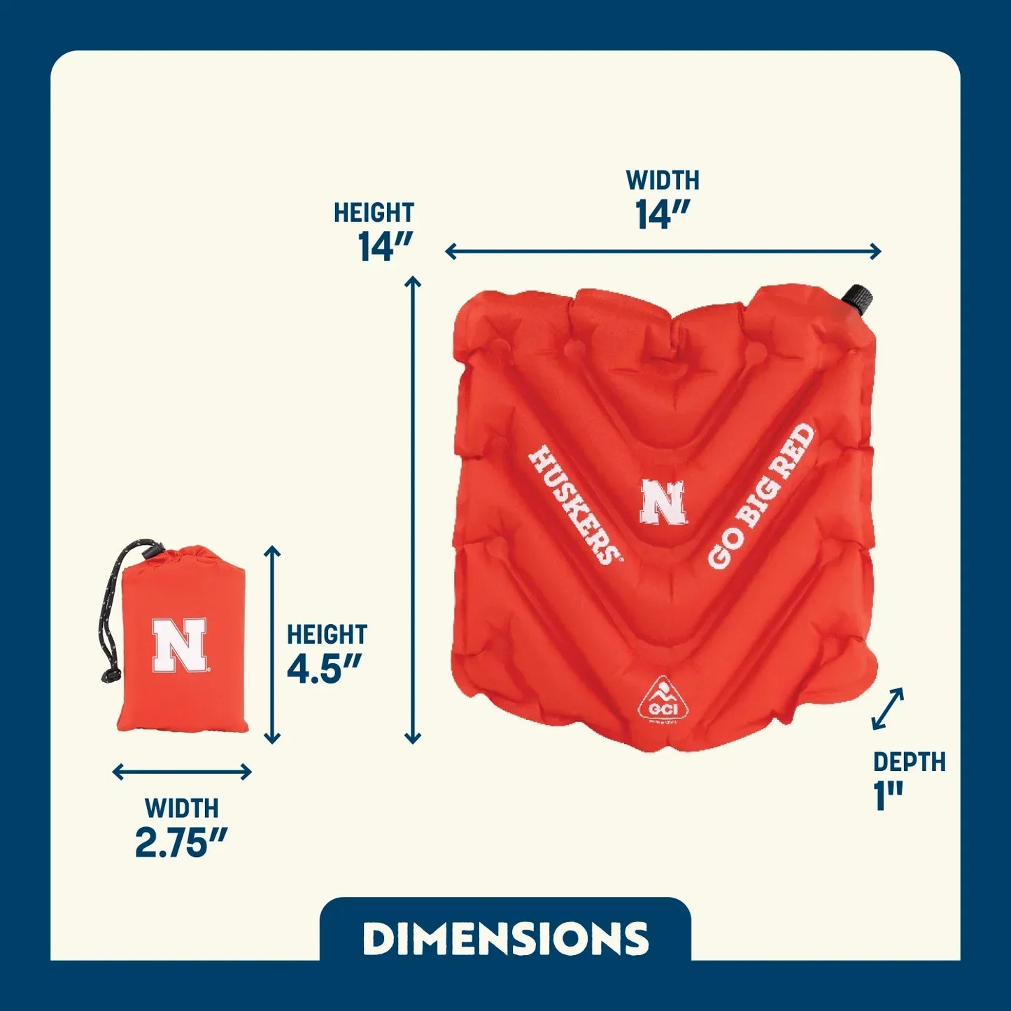College V Seat™ Inflatable Stadium Cushion - Nebraska Cornhuskers - Fresh Comfort Blend