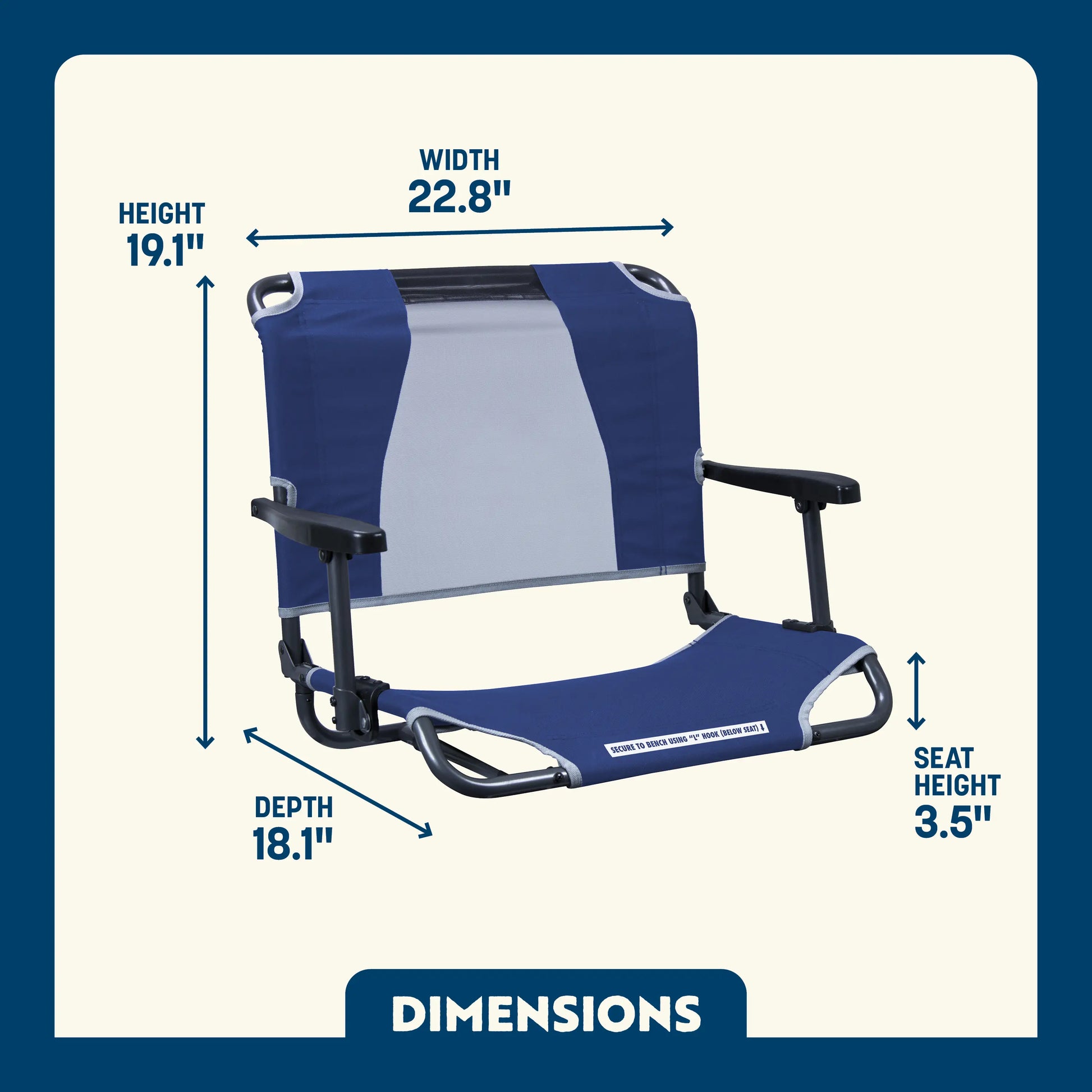 Big Comfort Stadium Chair™ with Armrests - Steel Refresh
