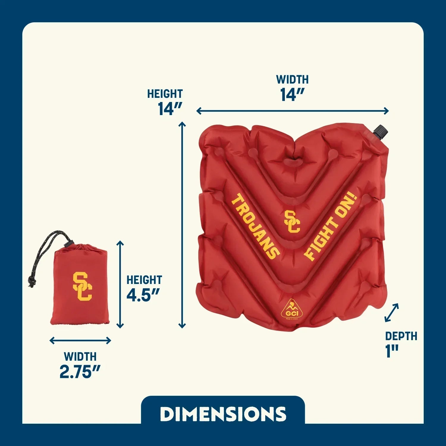 College V Seat™ Inflatable Stadium Cushion - USC Trojans - Fresh Comfort Pick