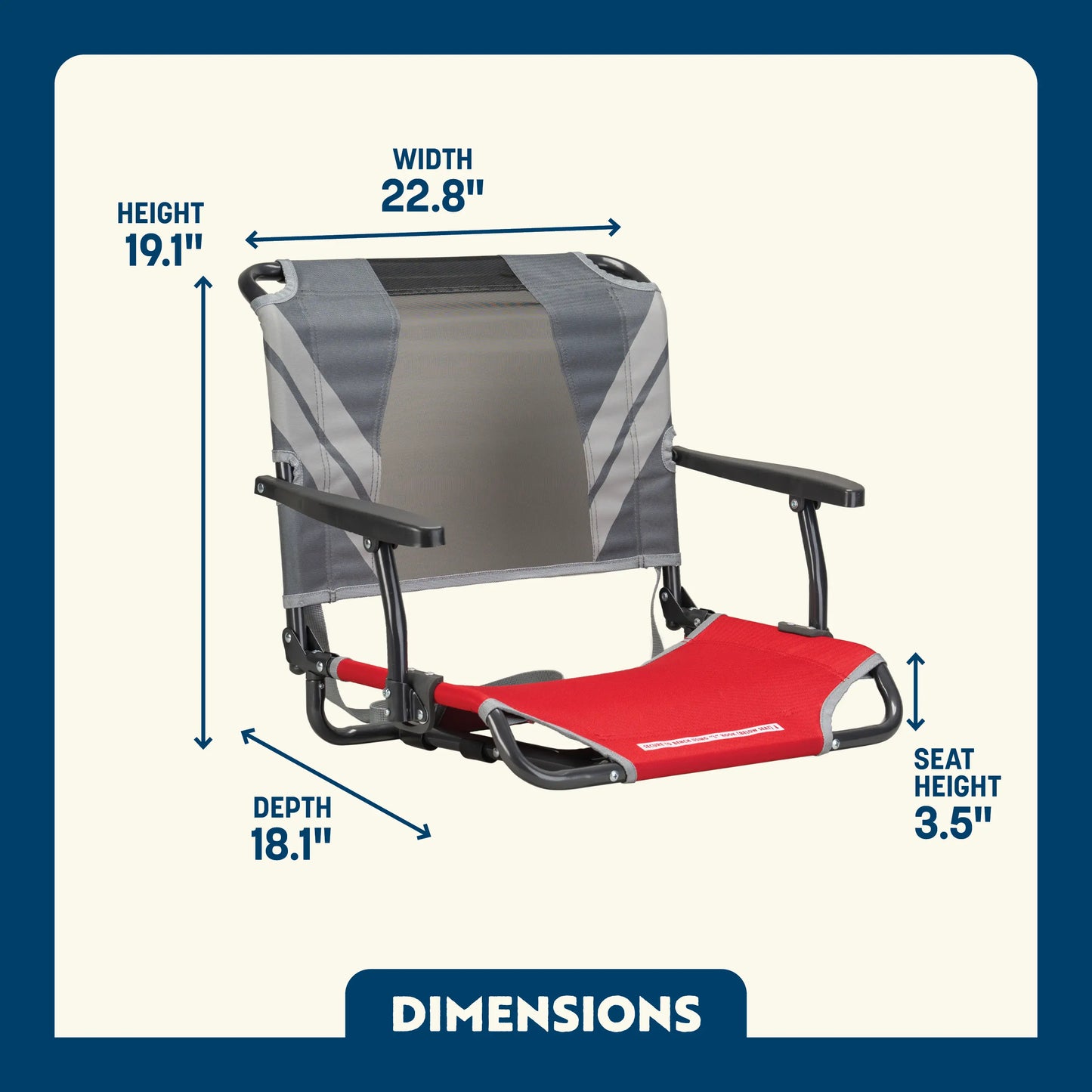 Big Comfort Stadium Chair™ with Armrests - Steel Refresh
