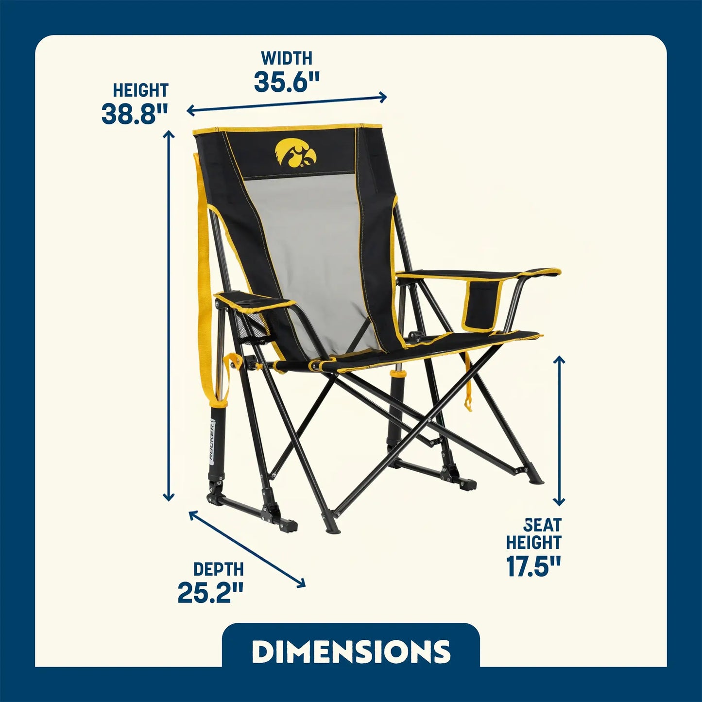 College Comfort Pro Rocker™ - Iowa Hawkeyes - Easy Comfort Pick