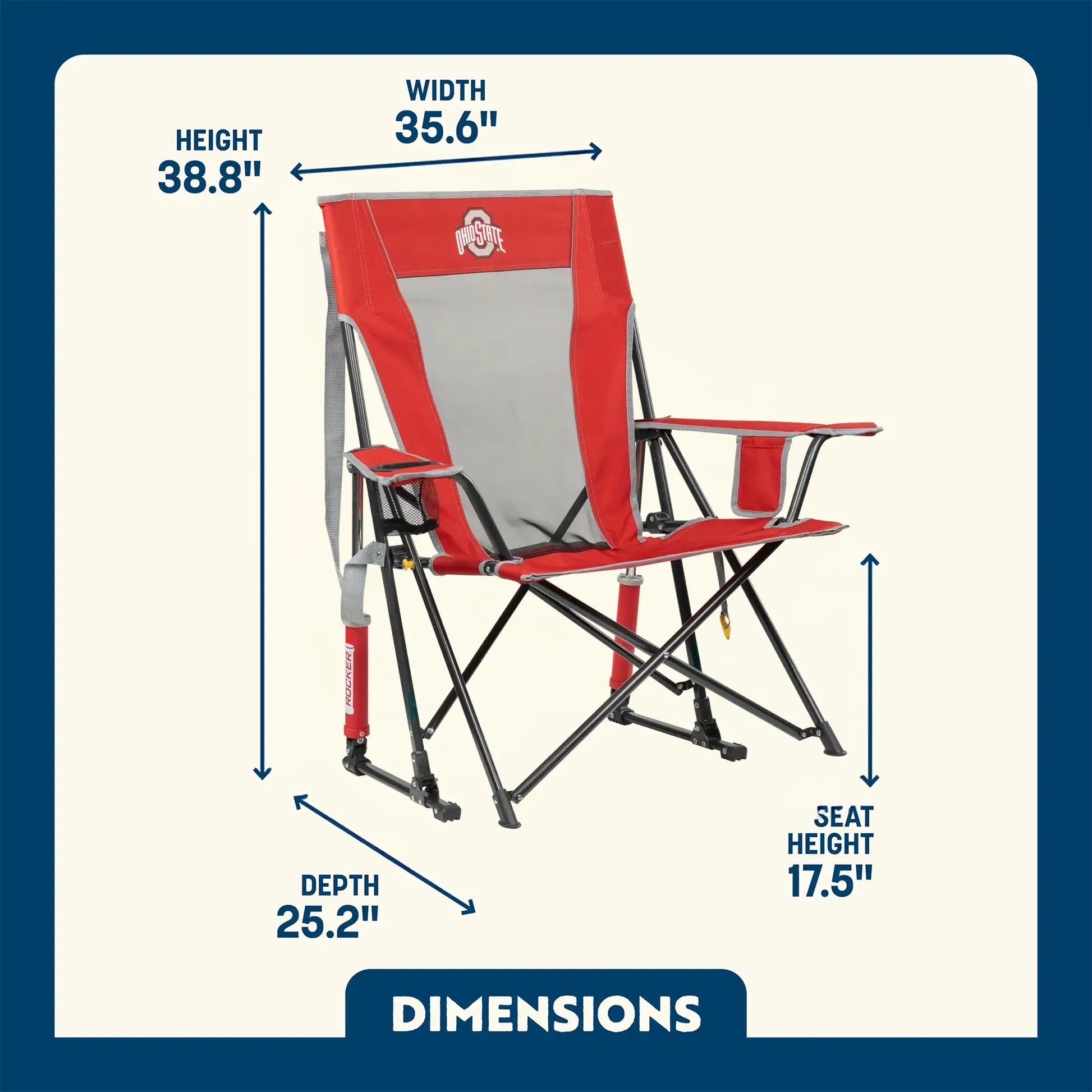 College Comfort Pro Rocker™ - Ohio State Buckeyes - Easy Comfort Burst